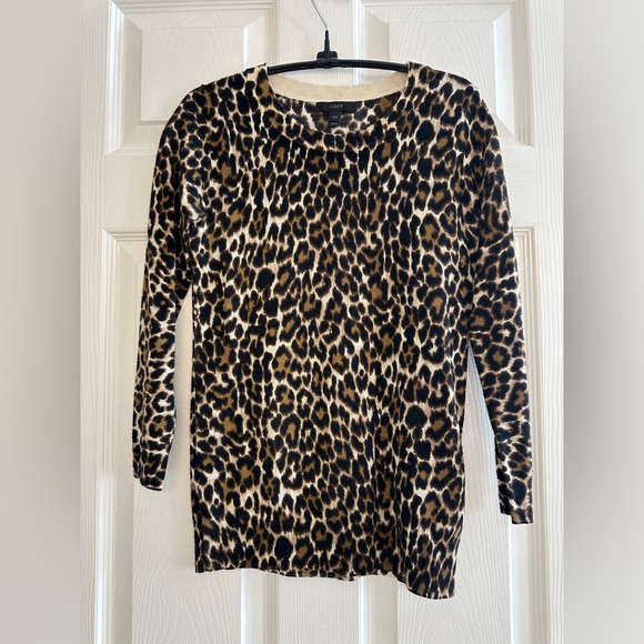 J.Crew Leopard Print Crewneck Wool Sweater – Size XXS - Picture 1 of 5